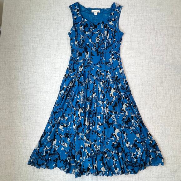 Coldwater Creek Floral Sleeveless Mesh Shadow Print Midi Dress Size 8 - Picture 1 of 7